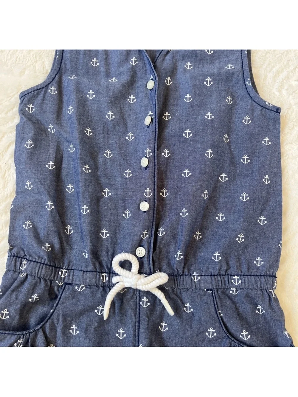 Gymboree Navy and White Anchor Print Sleeveless Romper size 7